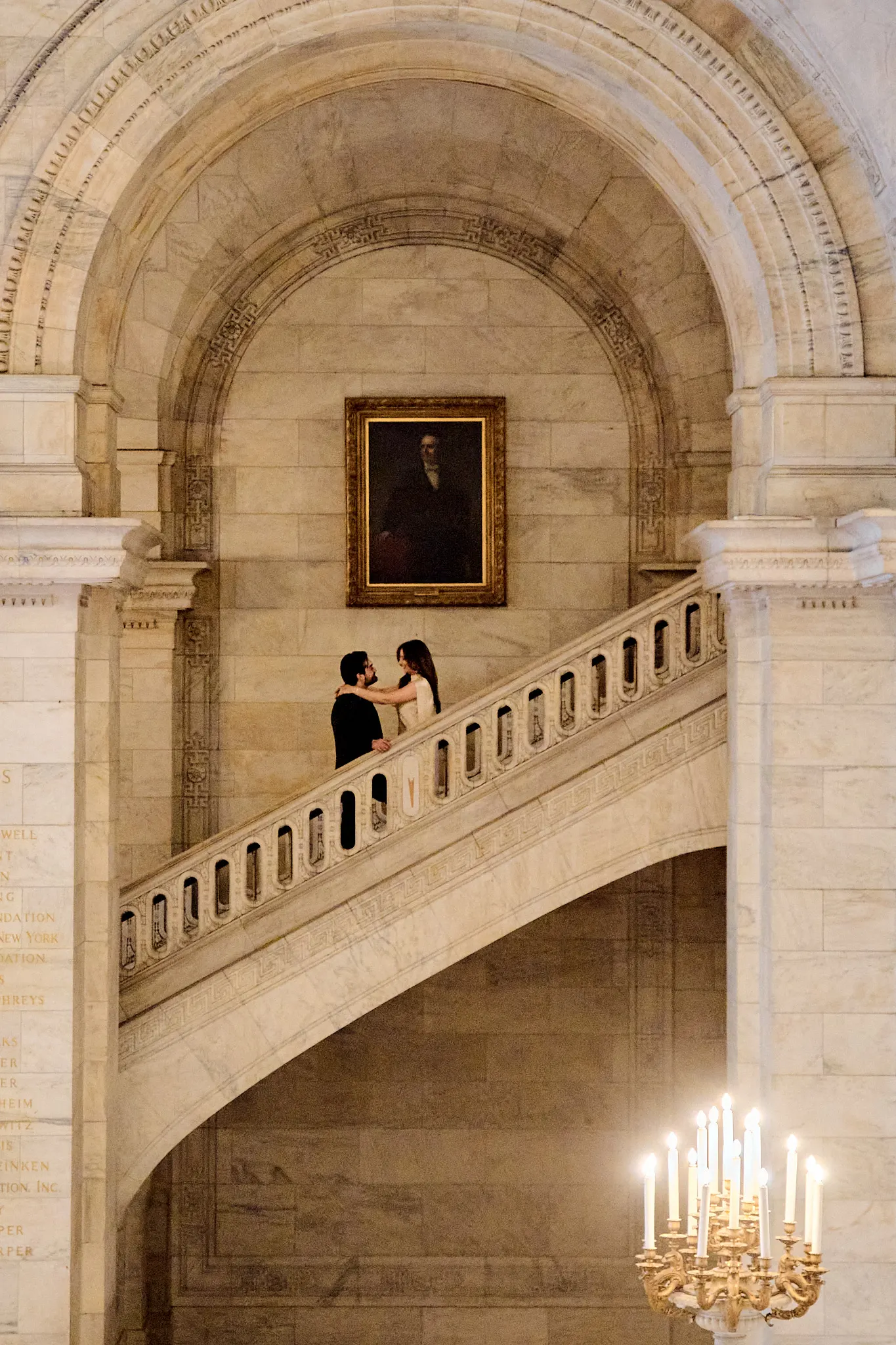 Couple framed by NYPL